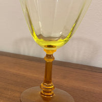 Vintage Amber-tone Stemmed Uranium Glass Goblet Set of 2