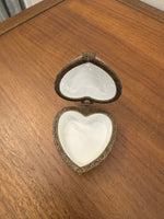 Vintage Porcelain Heart Shaped Jewelry Trinket Box

