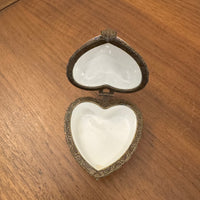 Vintage Porcelain Heart Shaped Jewelry Trinket Box
