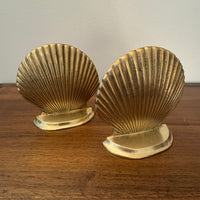 Vintage Leonard Solid Brass Seashell Bookends Silver Mfg. Co