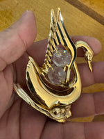 Swan Figure 24k Gold-plated Decorated with Crystals Figurine
