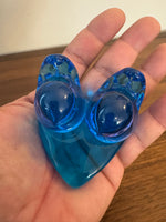 Vintage Art Blue Glass Bluebird Two Birds on Heart
