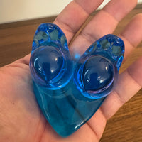 Vintage Art Blue Glass Bluebird Two Birds on Heart