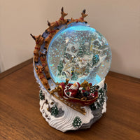 Snow Globe Santa and Sleigh Swirling LED Lighted Animated Glitter Christmas Decor