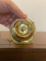 Vintage Brass Hanging Incense Burner / Censer – Star Cutouts & Colorful Glass Cabochons
