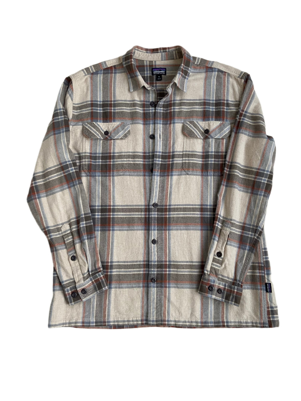 Patagonia Flannel Shirt Men’s Size Tan Plaid Cotton