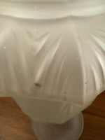 Vintage Frosted Matte Victorian Art Deco Style Stemmed Handle Glass Pitcher Vase RARE
