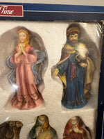 Vintage Holiday Time Porcelain Nativity Set of 12 Pieces
