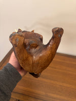 Vintage Leather Wrapped Elephant Seated Sculpture Figure
