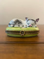 Vintage Limoges Chamart France Sleeping Cat Trinket Box