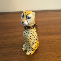 Porcelain Limoges France Cheetah Shaped Trinket Box