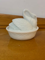 Vintage Westmoreland Milk Glass Swan Trinket Box
