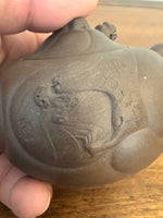 Vintage Ceramic Yixing Red Zisha Clay Moving Dragon Head and Tongue Teapot
