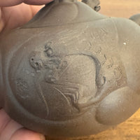 Vintage Ceramic Yixing Red Zisha Clay Moving Dragon Head and Tongue Teapot