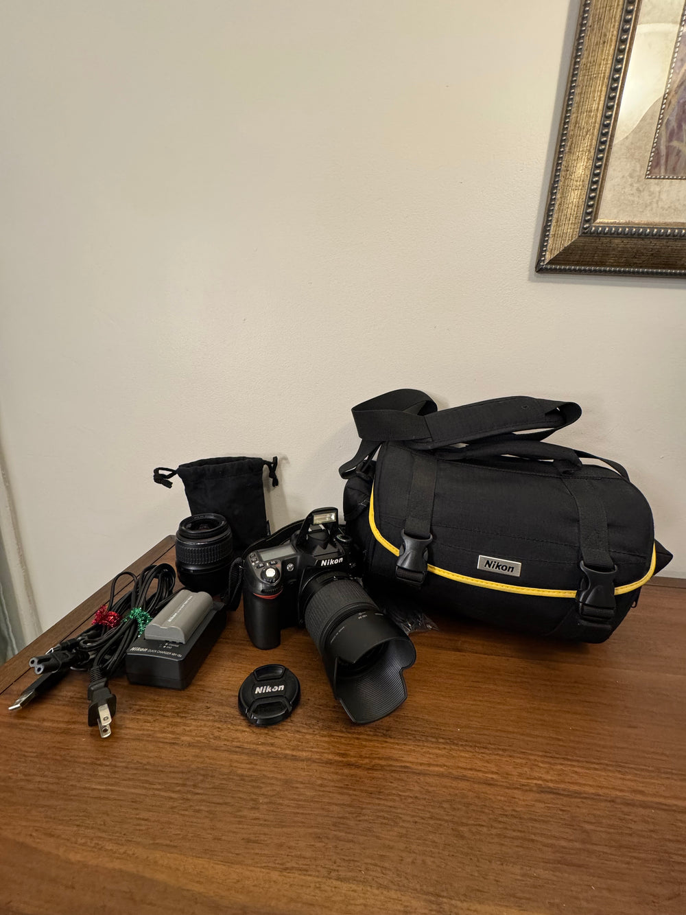 Nikon D80 Digital Camera with 2 Lenses and Carry Case Charger and Battery, Cable, Adopter