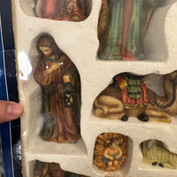 Vintage Holiday Time Porcelain Nativity Set of 12 Pieces