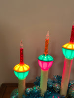 Vintage Christmas Candolier 5 Lights Tinsel Branches-Ornaments
