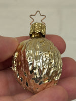 Vintage Made in Germany Blown Glass Walnut Christmas Ornament
