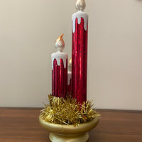 LED Illuminated Mercury-Glass Candles Christmas Holiday Decor