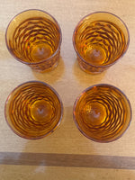 Vintage Small Amber Indiana Glass Whitehall Footed Tumblers Set of 4 Glasses 4oz
