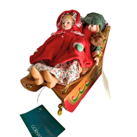 Gorham Musical Windup Christmas Tradition Porcelain Children on Sleigh
