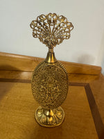 Antique Metal Glass Perfume Bottle with Crystal Dauber
