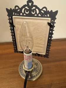 Landscape River-Trees Porcelain Lithophane on Metal Light Stand Light Night Lamp