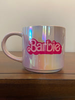 Barbie Iridescent Pearl Ceramic Mug – Classic Pink Barbie Logo
