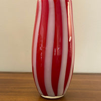 Vase Handblown Red White Pepper-Mint Glass Vase Pier1