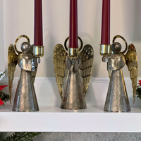 Silver-plated Brass Angel Candle-Stick Holders Set 3 PCS