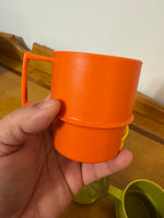 Vintage Tupperware Mugs-Cups Set of 4 with Coaters-or-Lids
