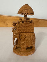 Hand-carved Wood Howdah Elephant-Indian Figure
