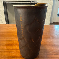 Starbucks Fish-Dragon-Mermaid Scales Design 10 Oz Porcelain Tumbler Mug with Lid