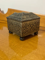 Wood Handcrafted Embossed Metal Sheet Jewelry Box
