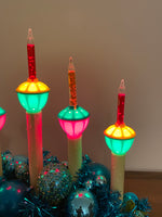 Vintage Christmas Candolier 5 Lights Tinsel Branches-Ornaments
