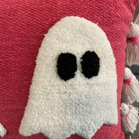 Hot Pink Throw Pillow Halloween Ghost Decor with Tassels