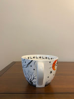 Halloween Witch Dog Mug – Purple Witch Hat, Bats & Pumpkins Ceramic Cup
