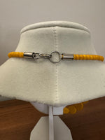 Vintage Yellow Flat Beaded Statement Necklace Fashion Jewelry
