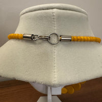 Vintage Yellow Flat Beaded Statement Necklace Fashion Jewelry