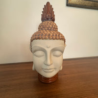 Vintage Stoneware Ceramic Buddha Head Statue Décor
