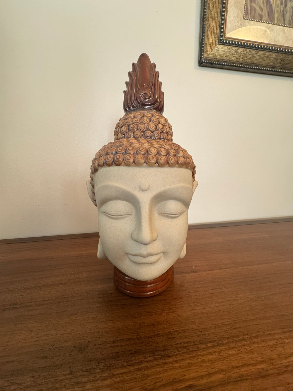 Vintage Stoneware Ceramic Buddha Head Statue Décor