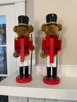 Christmas Holiday Decor Martha Stewart Teddy Bear Nutcracker Figurine Set of 2
