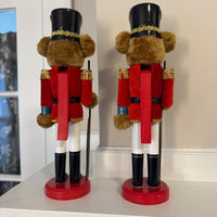 Christmas Holiday Decor Martha Stewart Teddy Bear Nutcracker Figurine Set of 2