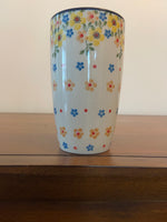Hand-Painted Floral Polish Ceramic Mug – Colorful Flower Dot Design
