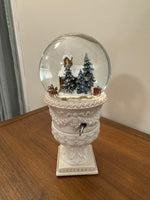 Snow Globe Christmas Decor Musical Box Windup-Operated Horse Ride
