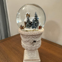 Snow Globe Christmas Decor Musical Box Windup-Operated Horse Ride