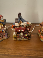 Porcelain Lighted Halloween Village Set of 4
