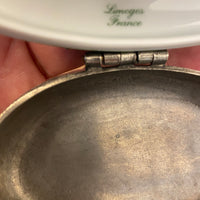 Limoges France Chanill Cat Porcelain-Pewter Trinket Box