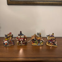 Porcelain Lighted Halloween Village Set of 4