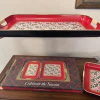 Vintage Laquer Christmas 3 Trays